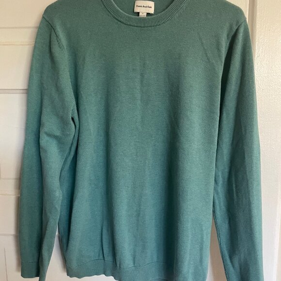 Frank and Oak Men's Cotton Sweater Crew Neck Pullover Teal Medium - Picture 1 of 3